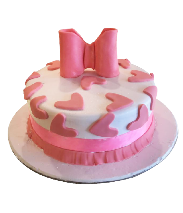 Pink Heart Cake with Bow